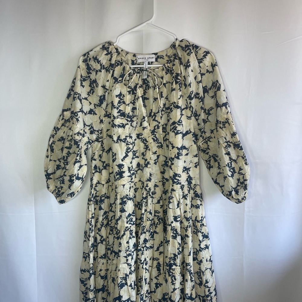 Apiece Apart Cream and Black Floral Dress